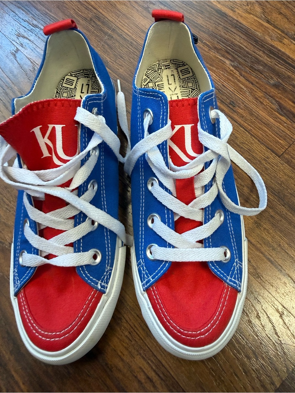 KU Jayhawks Women's Red and Blue Low-Top Canvas Sneakers